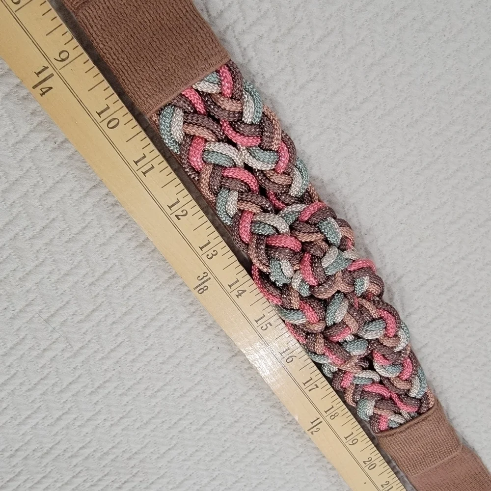 Vintage Rebecca's 80s 90s Pink Brown Braided Statement Belt Stretch
